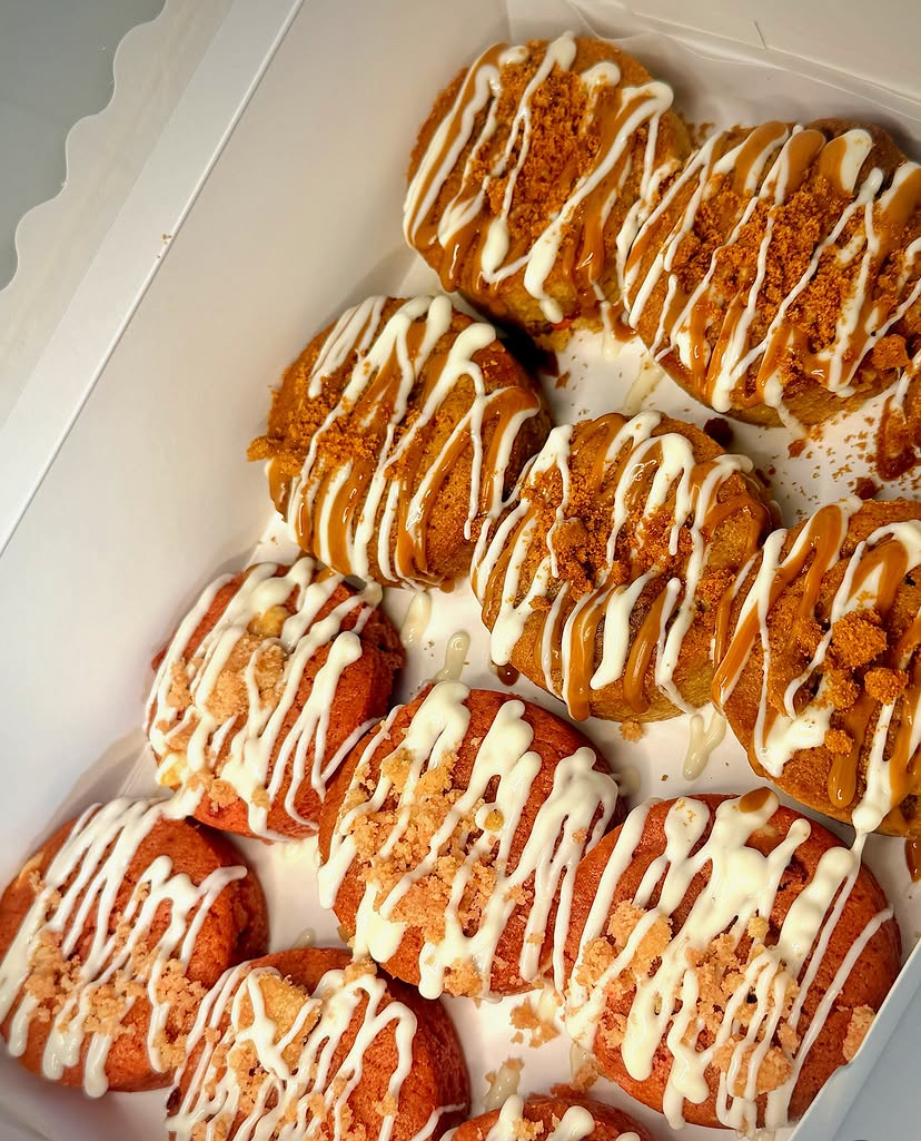 Tray of Biscoff and strawberry crunch cookies