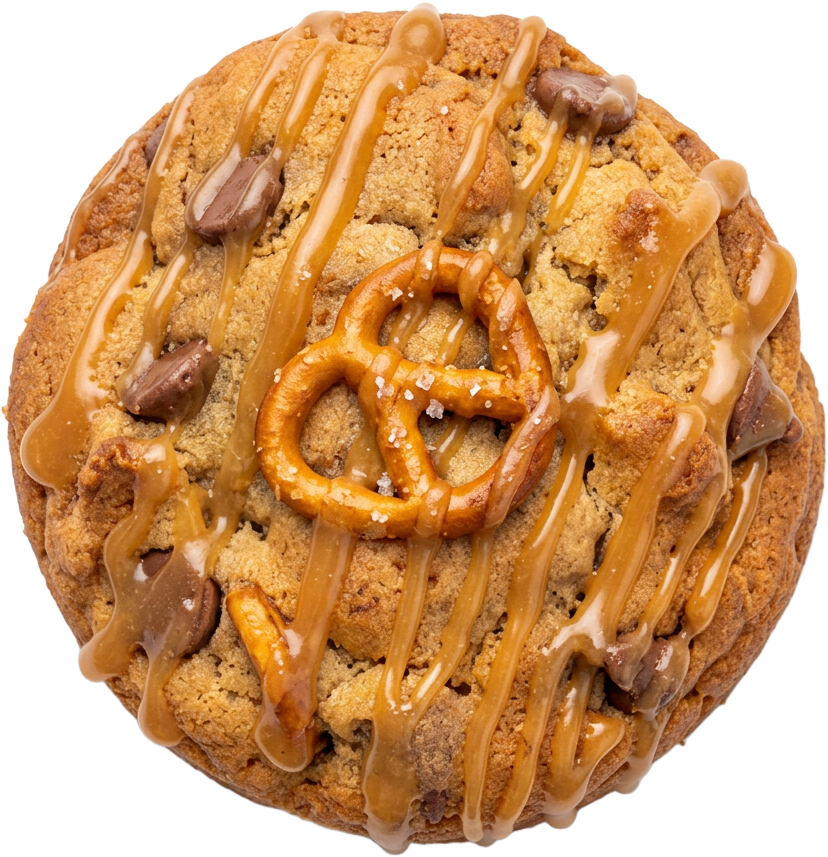 SALTED CARAMEL PRETZEL soft baked cookie
