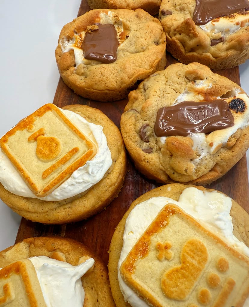 S'mores cookies with toasted marshmallow and banana pudding cookies